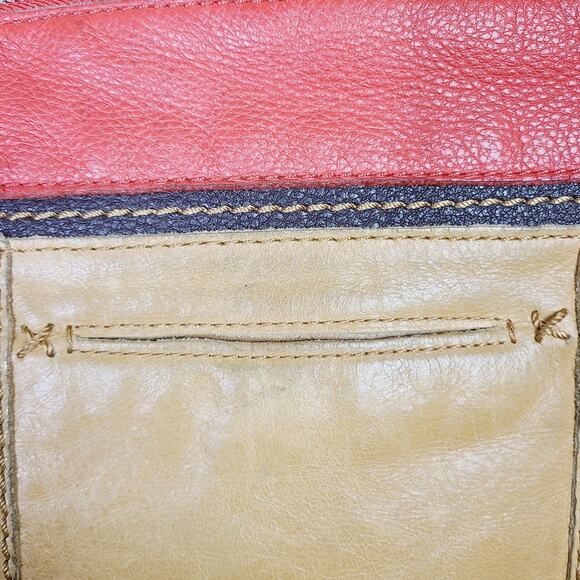 The Sak Kendra Tan Brown & Red Leather Crossbody Purse, PRE-OWNED - Picture 3 of 9